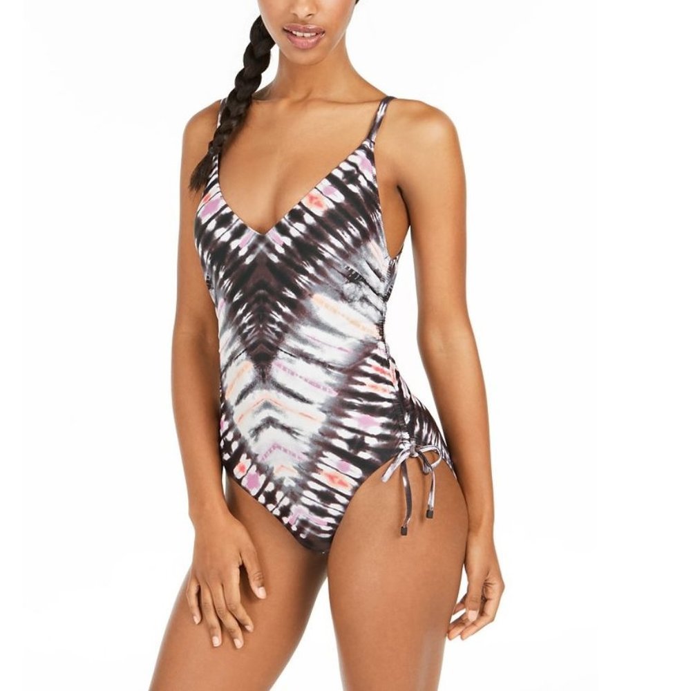 Bar III Tie-Dyed Low-Back One-Piece Swimsuit